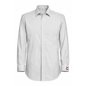 Brooks Brothers Size 32/33  Dress Shirt  White Black Check Cotton Cuff Monogram